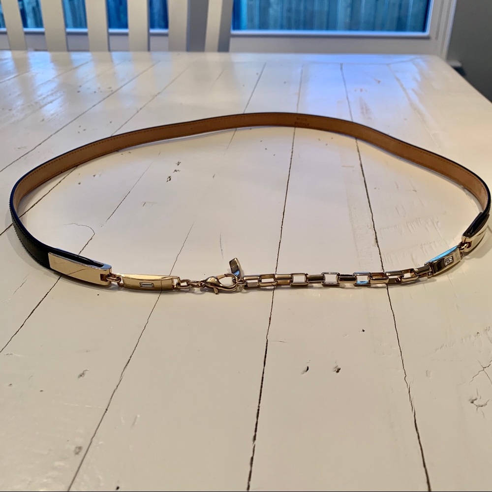 St. John leather belt with gold accents NEW
